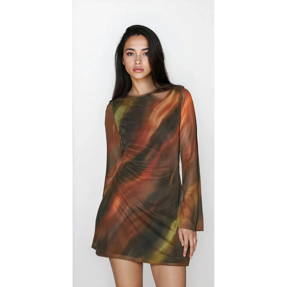 Volcanic Bodycon Long Sleeve Mini Dress